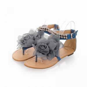 Beige / Pink / Blue Sweaty Women Flat Sandals With..