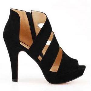 Stylish Handmade Black Straps High Heel Sandals