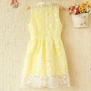 Flowers Sleeveless Lace Collar Cultivate..