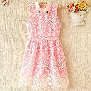 Flowers Sleeveless Lace Collar Cultivate..