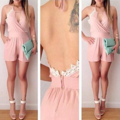 Pink Backless Jumpsuits #102820ad