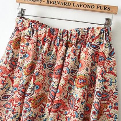 Printed Chiffon Skirt Pleated Skirts Skirt Women