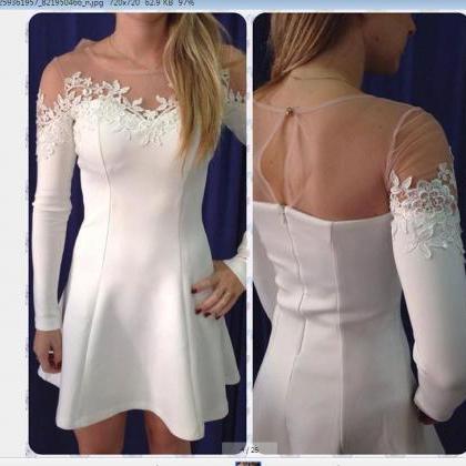 Classy And Chic White Lace Patchwork Design Dress