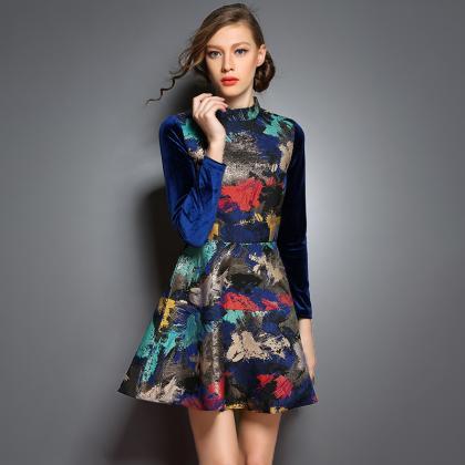 2015 Fashion Spring Europe Style Printing Long..