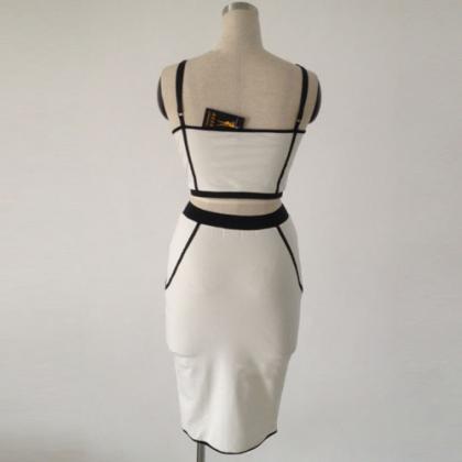 Fashion Contrast Color Two-piece Style Bodycon..