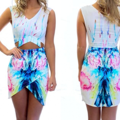 Printed Sexy Two-piece Dress