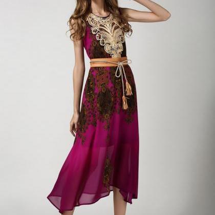 Vintage Style Ethnic Print Sequins Decorated..
