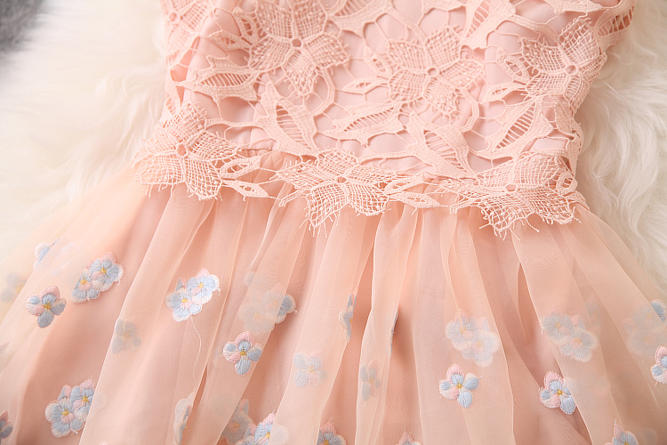 Designer Embroidered Lace Dress For Women Apricot on Luulla