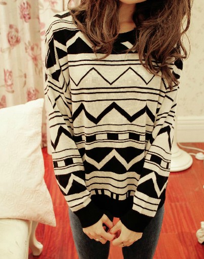 White & Black Aztec Sweater