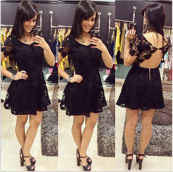 Short-sleeved Lace Dress