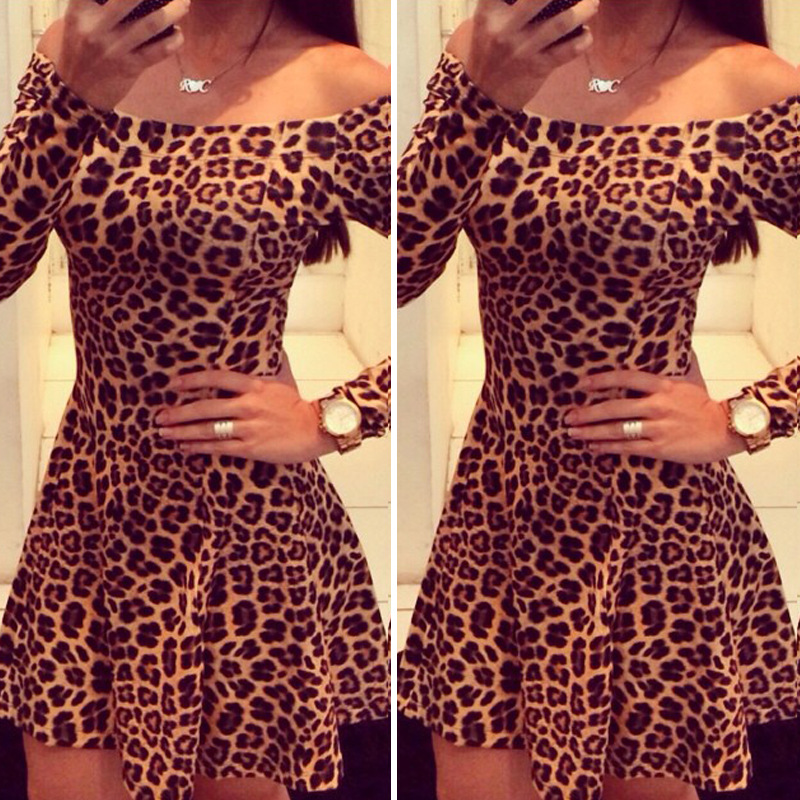 Sexy Leopard Long Sleeved Dress On Luulla