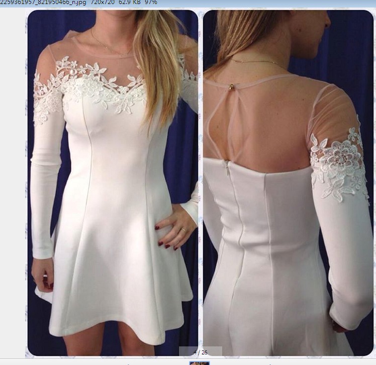 Classy And Chic White Lace Patchwork Design Dress