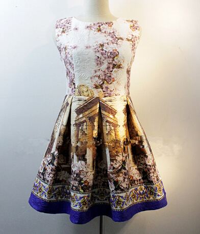 Retro Print Sleeveless Princess Dress #sf101921gh