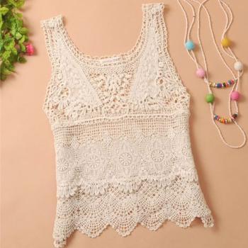 Hollow Crocheted Lace Tank..