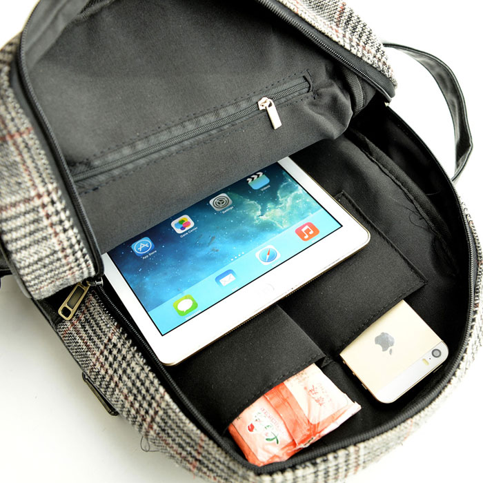 Fresh Plaid Canvas College Nice Backpack on Luulla