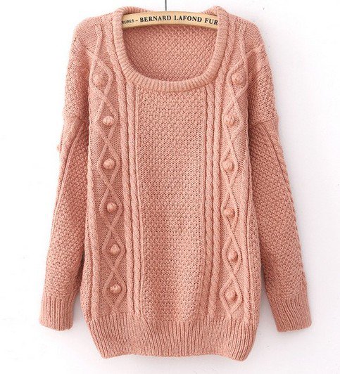Pink Wool Loose Thicker Sweater on Luulla
