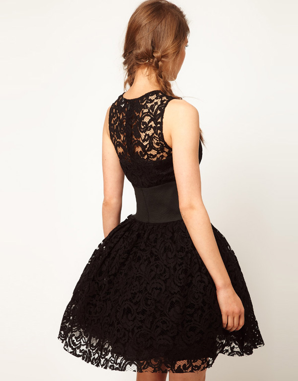 Fashion Black Stitching Lace Princess Dress on Luulla