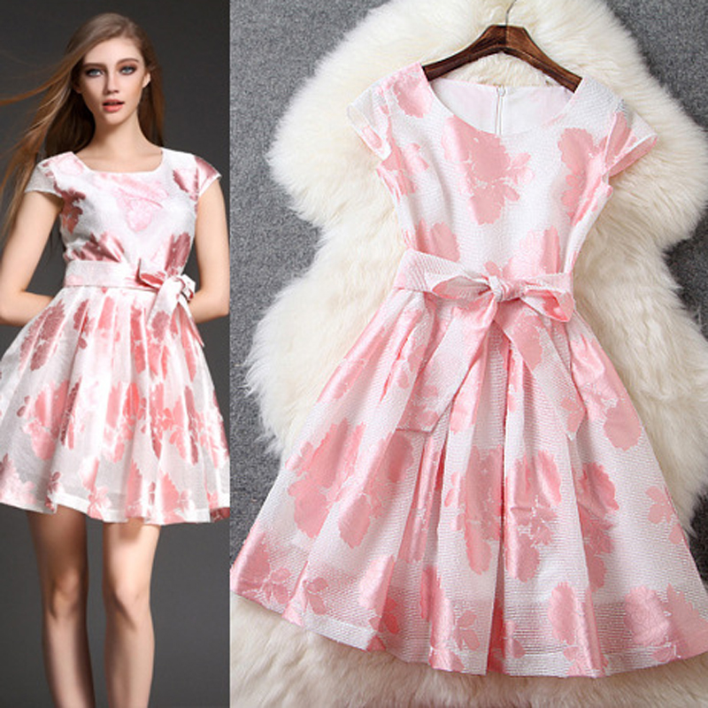 Fashion High Quality Sleeveless Floral Dress - Pink on Luulla
