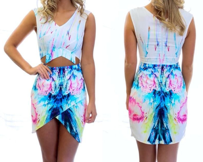 Printed Sexy Two-Piece Dress on Luulla